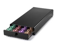 Packool Coffee Pod Drawer Holder, Compatible with Nespresso Capsules, Metal Capsule Storage Box, Modern Capsule Organizer for Home Kitchen Counter, Holds 40 Capsules