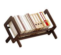 Packool Desktop Wooden Bookshelf Organizer, Book Rack for Desk, Retro Brown Magazine Holder, Compact Bookshelf with Slanted Frame for Books, Magazines, Files, 40x26x25cm