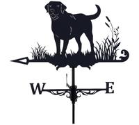 Packool Dog-Shaped Outdoor Decor, Black Iron Yard Ornament, Functional Weather Vane with Arrow Design, Wind Direction Indicator for Garden, Roof, and Patio, Metal Weather Vane for Roof and Garden