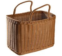 Packool Extra Large Plastic Wicker Basket for Picnic and Grocery, Long-Lasting Rectangular Basket with Handles, Large Wicker Storage Basket for Outdoor Use, Plastic Wicker Storage Basket Large