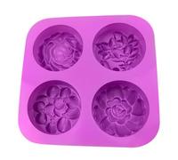 Packool Floral Silicone Soap Molds, Food-Safe Bath Bomb Mould, Flexible Candle Mold for Soap Making, Baking, Lotion Bar, Cake Decorating, 6.6 in / 16.8 cm DIY Crafting Mould with 4 Unique Designs