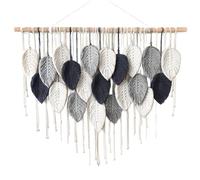 Packool Large Wall Hanging Macrame Decor, Handmade Bohemian Leaf Tapestry for Bedroom, Living Room, Decor, Extra Large Decorative Wall Hanging with Wooden Rod