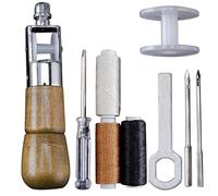 Packool Leather Sewing Awl Tool, 9PCS Practical Professional Leather Craft Tool Stitch Awl Tool Speedy Stitcher with Thread Spools