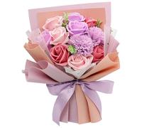 Packool Preserved Roses Luxury Faux Flower Arrangement, Elegant and Maintenance-Free, Forever Love Purple Soap Rose Bouquet in a Gift Box