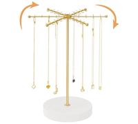 Packool Rotating Necklace Holder, Creative 48-Hook Practical Metal Necklace Tree Stand Jewelry Display Stand Bracelet Display Rack