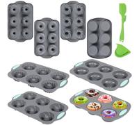 Packool Silicone Baking Mold Set, 8PCS Multiuse Non-Stick Donut Pans Doughnut Molds Cake Mold with Brush & Spatula & Glove