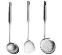Packool Stainless Steel Wok Spatula Set, 3 Pieces Wok Utensils, Heavy Duty Construction, Long Handle Design, Easy to Clean, Dishwasher Safe