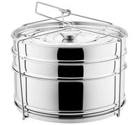 Packool Steamer Insert Pan, 3-Tier Stackable Stainless Steel Pot-in-Pot Baking Pan Steaming Pan with Sling Handle
