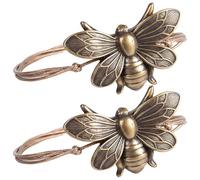 Packool Textile Rope Flying Bee Curtain Holders 2 Pcs Bronze Bee Curtain Tiebacks, 19.7 in / 50 cm Metal Curtain Tiebacks for Living Room Bathroom, Farmhouse Decoration Accessories