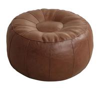 Packool Unstuffed Moroccan Ottoman Pouf Cover, 20 x 12 in Faux Leather Footstool Storage Solution, Bean Bag Chair, Floor Cushion for Living Room Bedroom, Versatile Seating, Easy to Fill