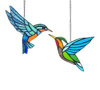 Packool Vibrant Acrylic Window Hanging Decoration, Handcrafted Hummingbird Design, Includes Hooks for Easy Installation, 2 Pcs Hummingbird Stained Glass Suncatcher for Windows