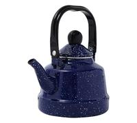 Packool Vintage Blue Enamel Teapot with Black Handle, Suitable for Induction Stoves, Open Flame Stoves and More, Rapid Heating Bottom, Enamel Tea Kettle 2 Ibs 6.80 oz (1.1 L)