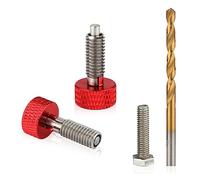 Packout Handle Release Pins Kit, 2pcs Handle Release Pins Hand Retractable Spring Plunger Stainless Steel M6 Quick Release Pins with Bolt and Drill Bit for Toolbox Removal Kit (Red)