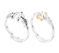 PACKOVE 1 Pair Couples Rings Angel and Devil Matching Promise Rings with Moonstone Unique Jewelry for Lovers for Romance and Harmony