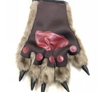 PACKOVE 1 Pair Werewolf Wolf Gloves Plush Halloween Costume Accessories Comfortable Fit for Most People Performance and Masquerade Use