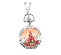 PACKOVE 1 Pc Xmas Pocket Watch Silver Ceramic Christmas Tree Pattern Watch Alloy Material Compact Size