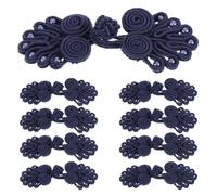 PACKOVE 10 Pairs Navy Blue Chinese Knot Button Loops with Seven Pearl Frog Fasteners for Cheongsam Sewing, DIY Costume Clothes, Sweater, Cloak, and Cardigan Accessories