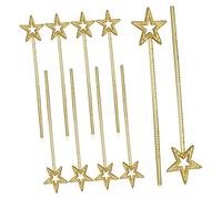 PACKOVE 10 Pcs Gold Star Fairy Wands Pentagram Design Glitter Props for Cosplay Birthday Halloween Christmas Stage Performance Accessories