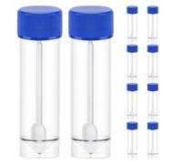 PACKOVE 10 Pcs Plastic Specimen Cups Clear Test Cups Stool Container with Spoon Lid for Laboratory Sample Storage, 25-30ml