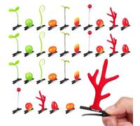 PACKOVE 100 Pcs Bean Sprout Hair Clips Pvc Plant Sprouts Assorted Style Small Delicate Easy to Match Comfortable to Wear for Party Cosplay