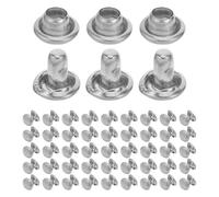 PACKOVE 100 Sets Leather Rivets Kit with Solid Copper Round Studs in Silver for Leather Crafts and Bags Repair, Featuring Versatile Decorative and Functional Options with Rapid Assembly