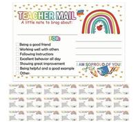 PACKOVE 100pcs Positive Teacher Mail Postcards for Classroom Behavior Incentives, Student Motivation Notes with Boho Rainbow Design, School Teacher Supplies for Preschool to Elementary Use