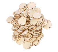 PACKOVE 100pcs Unfinished Natural Wooden Circles Round Wood Slices with 2 Holes Rustic Blank Wood for DIY Christmas Ornaments and Home Crafts