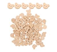 PACKOVE 100pcs Unfinished Wood Buttons Bear-Shaped Buttons Beige Two-Hole Structure Cute Charming Design Versatile Use for Handmade Crafts and DIY Projects