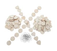 PACKOVE 100pcs Wooden and Heart-Shaped Tags Blank Versatile Wood Burning Craft Slices with Predrilled Holes Natural Wood Embellishments for Ornaments Wedding Décor