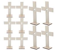 PACKOVE 10pcs Cross Wooden Ornament Religious Cross DIY Craft Artistic Rustic Decorative Wood Tabletop Decoration for Home Decoration and Church