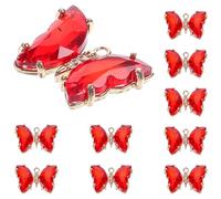 PACKOVE 10pcs Crystal Butterfly Pendant Charms for DIY Hanging Decorations and Key Chain Making, Alloy and Crystal Material with Comfortable Touching and Sturdy Design