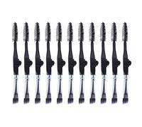 PACKOVE 10pcs Foldable Double-ended Mini Makeup Brushes Professional Eyebrow Brush and Spiral Eyelash Comb Black Silver for Women