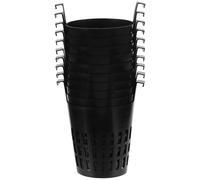 PACKOVE 10pcs Lightweight Black Plastic Hanging Plant Baskets with Hooks for Outdoor Garden and Living Room Plants, Sturdy Drought-Resistant Small Potting Pots for Succulents and Flowers