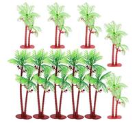 PACKOVE 10pcs Miniature Artificial Palm Tree Model Set, Small Large Plastic Coconut Trees for Micro Landscape, Sand Table, Cake Decoration, DIY Garden and Craft Accessories