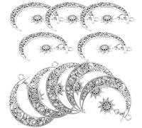 PACKOVE 10pcs Moon and Sun Charms Alloy Pendants for DIY Jewelry Making, Planet Style Necklace and Bracelet Charms, Vintage Celestial Craft Accessories for Arts and Crafts