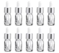 PACKOVE 10pcs Portable Dropper Bottles Travel Sub Essence Bottles Reusable Dropper for Essential Oil and Refillable Storage Glass Lids for Travel