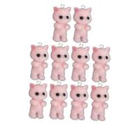 PACKOVE 10pcs Small Flocking Cat Charms Pendants for Jewelry Making DIY Necklace Keychain Craft Supplies Cute Cartoon Cat Accessories for