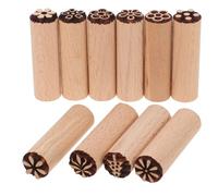 PACKOVE 10pcs Wooden Clay Pottery Stamps Floral Pattern Round Wood Stamp for Efficient Pattern Repetition Creative DIY Freedom for Clay and Ceramic Projects