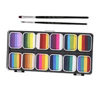 PACKOVE 12-Color Washable Face Paint Set Professional Rainbow Gradient Body Painting Kit for Adults and Boys and Girls Non-Toxic for Halloween and Cosplay