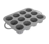 PACKOVE 12 Pack Silicone Muffin Pan Cups Reusable Muffin Molds Nonstick Bakeware Cylindrical Shape Elegant Lace Design Easy to Release for Making Mini Cakes and Mousse Cakes