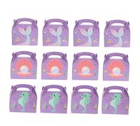 PACKOVE 12 Pcs Mermaid Goodie Boxes Ocean Theme Treat Boxes for Birthday Parties Lightweight Paper Candy Containers with Delicate Design for Celebrations and Favors