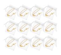 PACKOVE 12 Sets Mini Rosary Bead Pearl Bracelets with Cross Charm for Baptism and Special Occasions, Alloy Material with Mesh Design, Offering Blessings and Spiritual Well-being