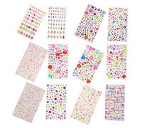 PACKOVE 12 Sheets Crystal Rhinestone Stickers for Crafts Self Adhesive Gem Decals Heart Flower Teardrop Shapes Vibrant Colors Easy Application for DIY Party Face Art Halloween and Clothing