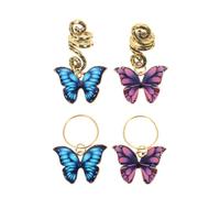 PACKOVE 12pcs Assorted Colour Hair Rings for Braids and Dreadlocks, Zinc Alloy Reusable Hair Jewelry with Butterfly Charms, Spiral and Ring Shapes, for Parties and Night Club