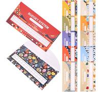 PACKOVE 12pcs Budget Cash Envelopes with Holes for Binder Pockets, Floral Pattern DIY Money Envelopes for Students and Office Budgeting, Paper Expense Organizer for Cash Management