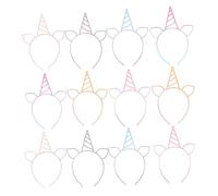 PACKOVE 12pcs Glitter Unicorn Horn Headbands for Women Colorful Spray Painted Plastic Hair Hoops with Ears for Birthday Parties Carnivals Group Celebrations Comfortable Lightweight Fit