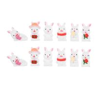 PACKOVE 12pcs Mini Bunny Figurine Resin Rabbit Ornament White, Lifelike Micro Landscape Decor for Birthday, Living Room, Valentine’s Day