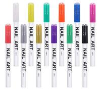 PACKOVE 12pcs Nail Art Painting Pens with Comfortable Grip and Easy to Use Plastic Body, Colourful Nail Decor Drawing Tools for Personal Use and Manicure Salon DIY Designs