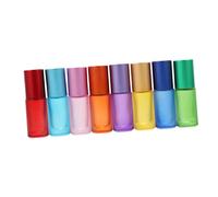 PACKOVE 16pcs Refillable Essential Oil Roller Bottles with Balls Travel-Friendly Colorful Cosmetic Bottles Protection Pocket for Perfumes and Oils Random Color
