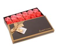 PACKOVE 18pcs Gradient Red Artificial Soap Rose Flowers with Box, Scented Floral Soap Petals for Women Bath, Wedding, Valentine’s Day and Birthday
